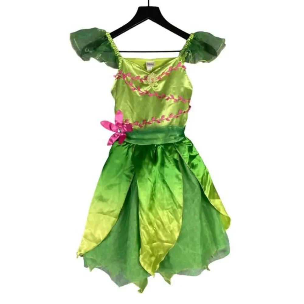Disney Tinker Bell Green Fairy Costume Dress Girls Medium Party Princess Outfit - Picture 2 of 11